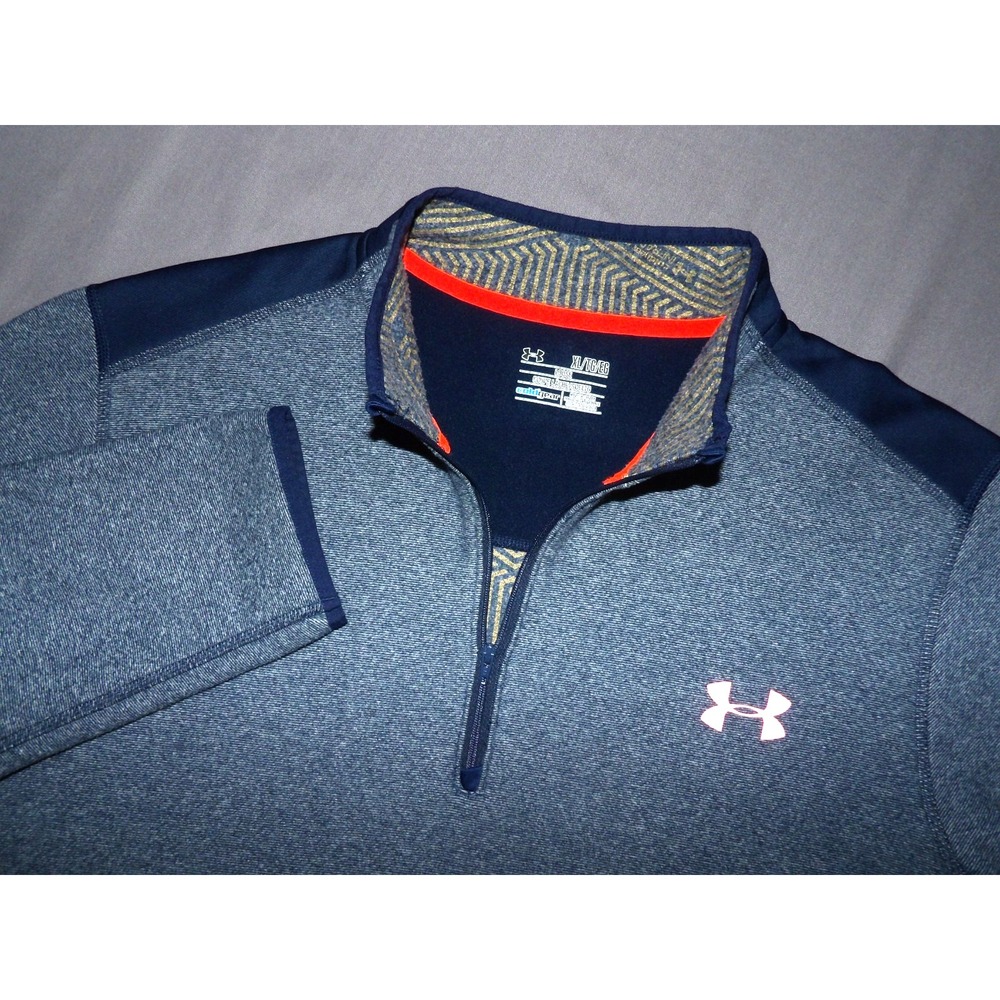 Under Armour Cold Gear Light Weight 1/4 Zip Blue Fleece Jacket Men's XL